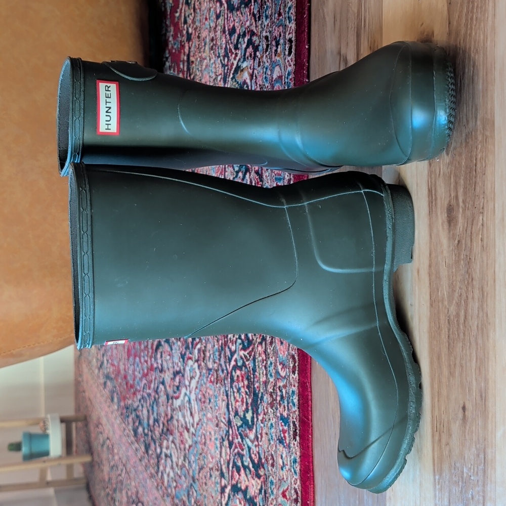 Hunter Women's Original Short Waterproof Rain Boots, Green W10 - Picture 2 of 8